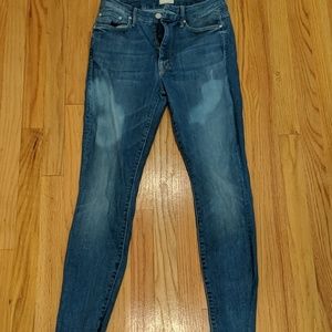 Mother High Waisted Looker Ankle Fray Jeans